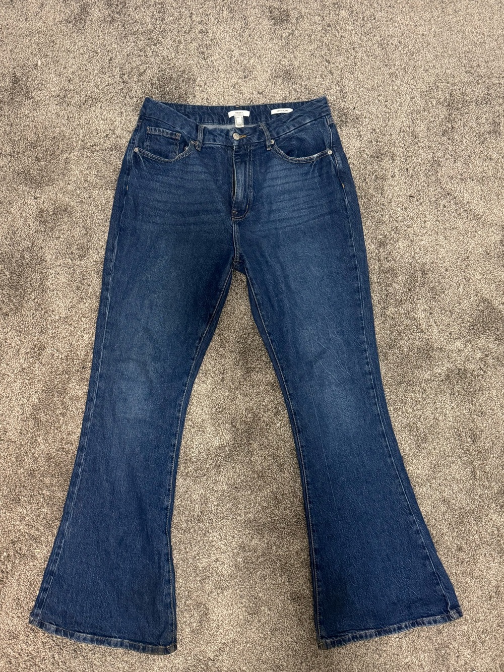 Forever 21 Dark Blue Flare Jeans — High-Rise Wide Leg